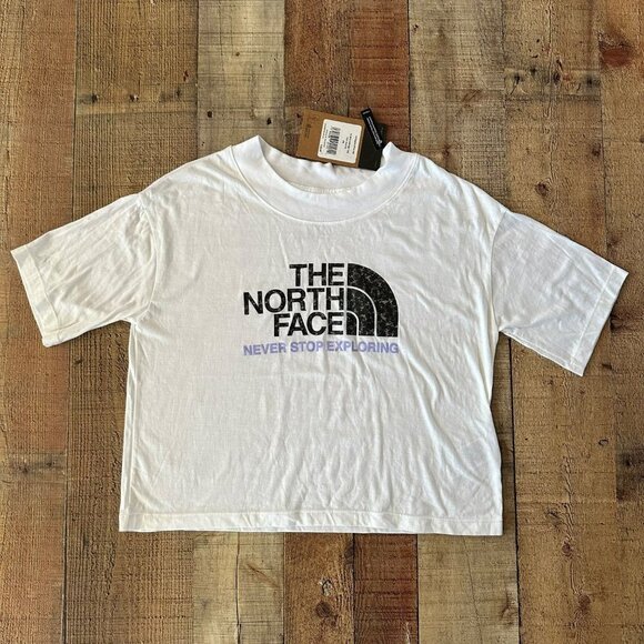 The North Face white crop graphic short sleeve tshirt women's xs - Picture 1 of 9